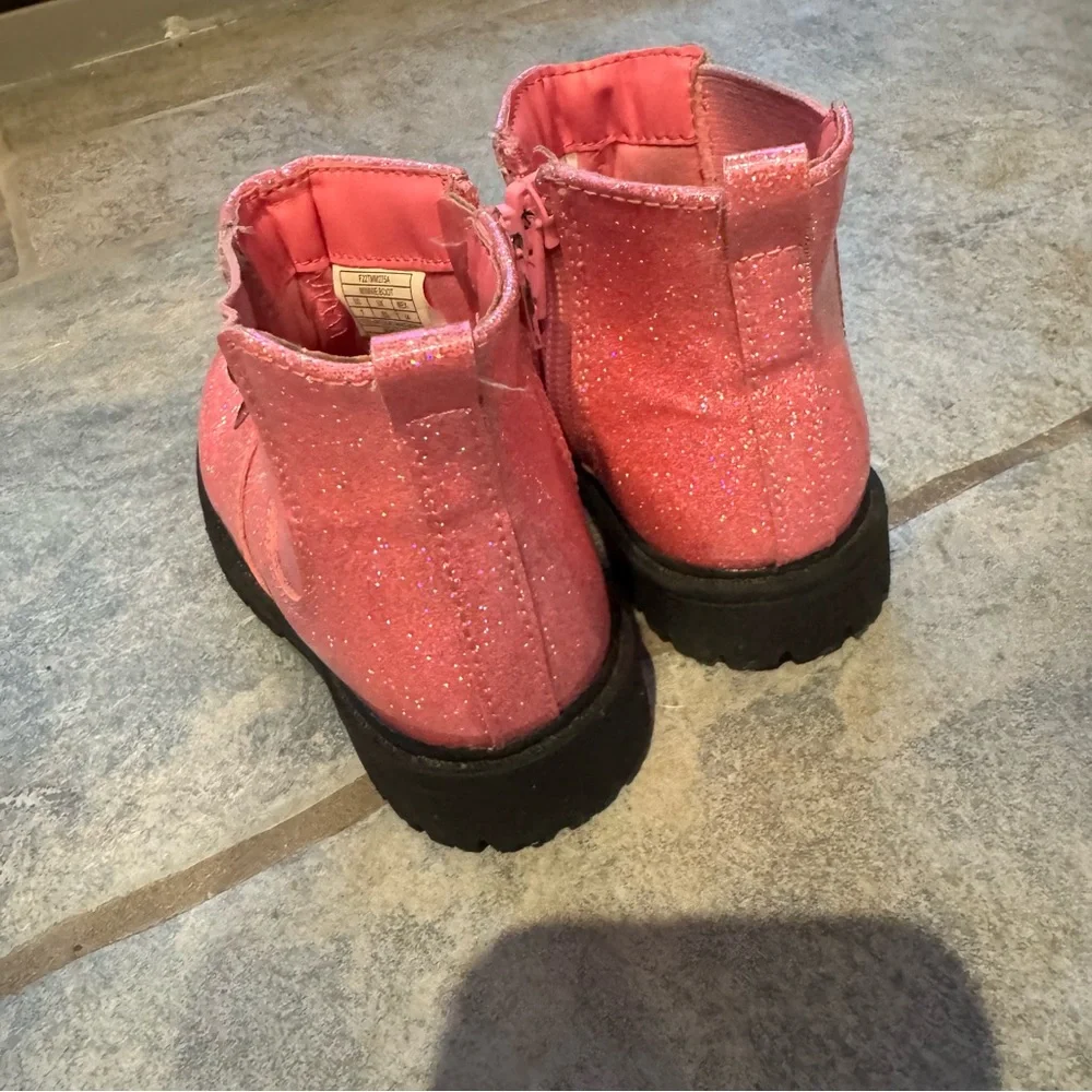Disney Junior Pink Sparkle Minnie Mouse Ankle Combat Rain‎ Boots Size Toddler 7